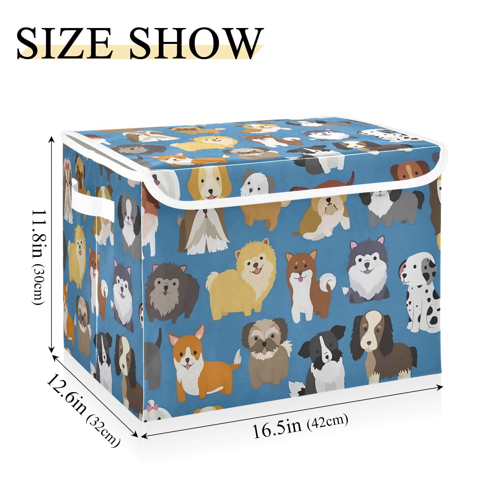 Amazon｜収納ボックス 折り畳み式 犬柄 犬の識別の種類 動物好き 収納